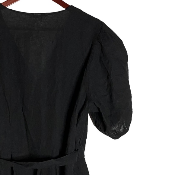 H&M Black True Wrap Dress Pleated Skirt Puff Sleeves Plus Size XXL - Picture 13 of 16